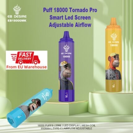 EB DESIRE vape puff 18k 18000 puffs vapes disposable puff 15k 15000 20K tornado pro vaper e zigarette eu warehouse digital screen vapers 25ml pod device 850mAh battery